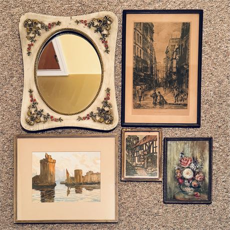 Antique Mirror and Artworks