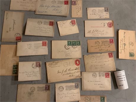 Early 1900s-1940s Used/Postmarked Stamped Envelopes Patriotic 1 & 2 Cent Stamps