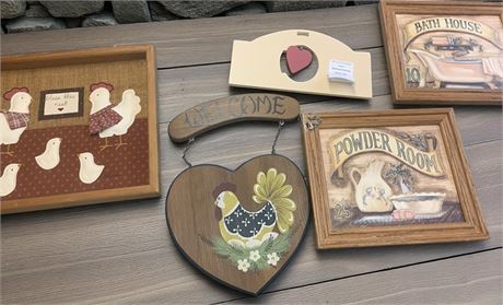Country Wall Art/Wall Signs - Bath House, Powder Room, Chickens