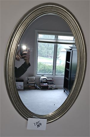 Matte Silvertone Oval Wall Mirror