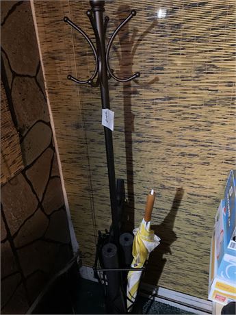 Metal Coat Rack With Umbrella Storage - Comes With Umbrellas