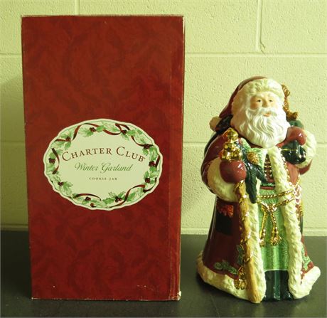 Charter Club Winter Garland Santa Cookie Jar