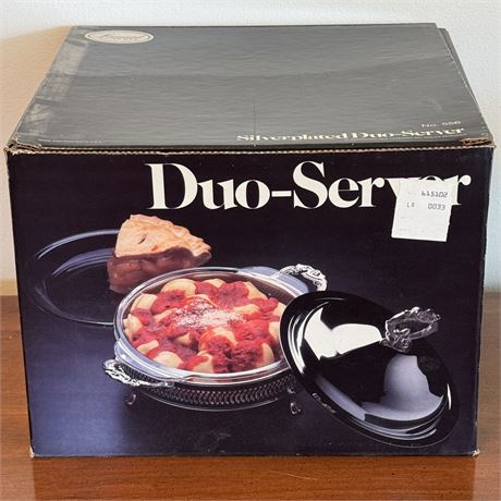 New Leonard Silverplated Duo-Server w/ Anchor Hocking Baking Dishes