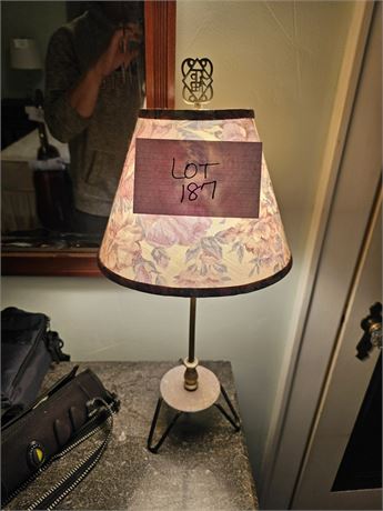 Metal Tripod Lamp With Floral Shade