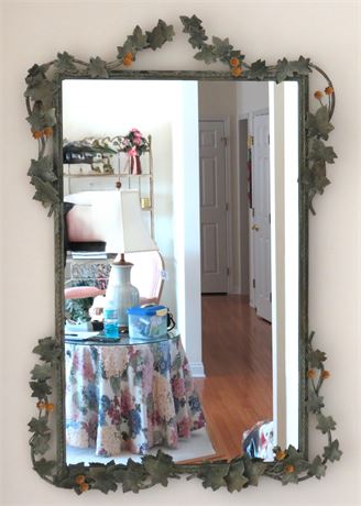Decorative Wall Mirror With Metal Vine Frame