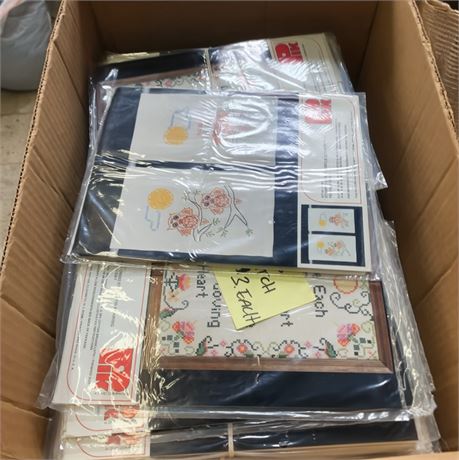 Vintage Pik Stamped Cross Stitch Framing Kit Lot