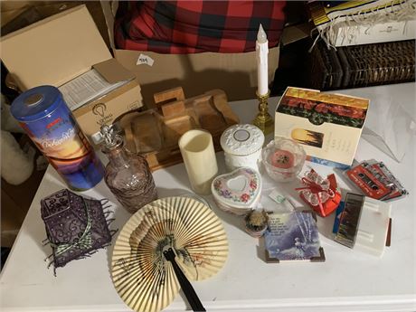 Home Decor Lot - Scented Candles - Decorative Fan - Trinket Dishes & More