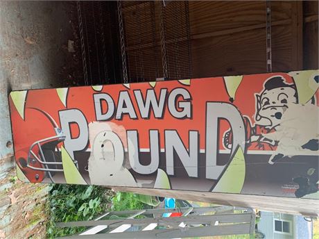 Cleveland Browns Dawg Pound Wood Sign With Helmet and Elf