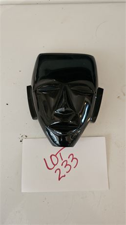 Black Onyx Head Carved Obsidian Mask Sculpture