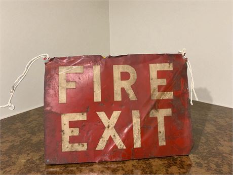 Red & White Metal Fire Exit Sign