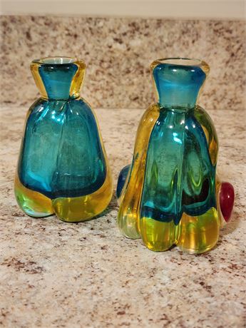 Unique Blown Glass Candle Stick Holders