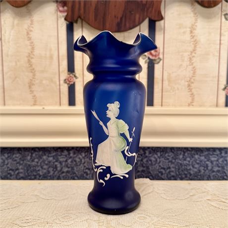 Antique Mary Gregory Art Glass Vase - 7.25"T
