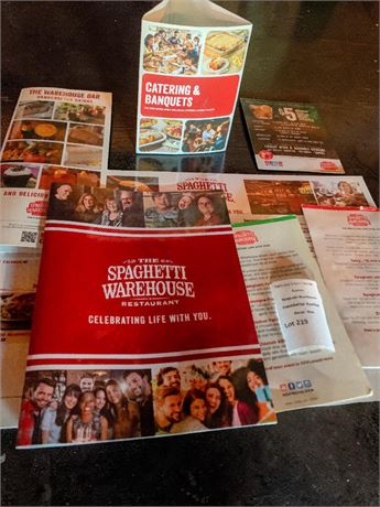 MEMORABILIA LOT - Spaghetti Warehouse Marketing & Menu Lot
