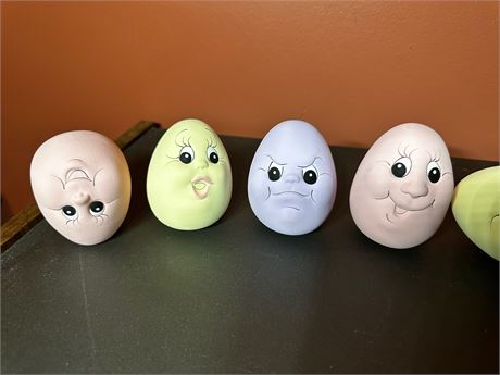 Vintage Anthropomorphic Ceramic painted eggs