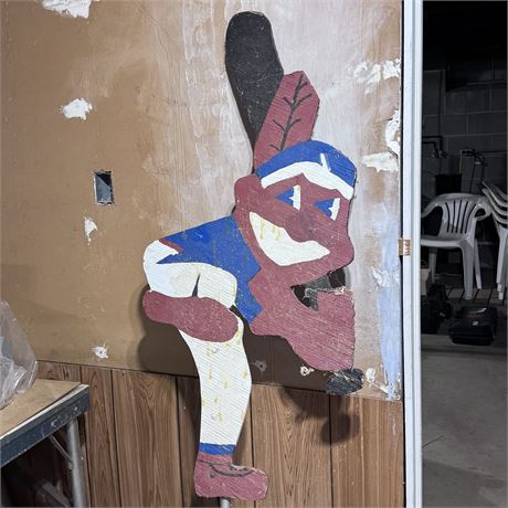 Cleveland Indians Large Chief Wahoo Wooden Sign Yard Decor