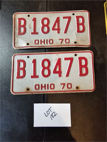 Vintage 1970 Ohio License Plate Set