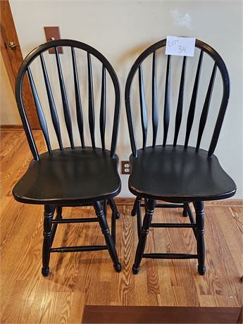 Black Painted Wood Bar Chairs
