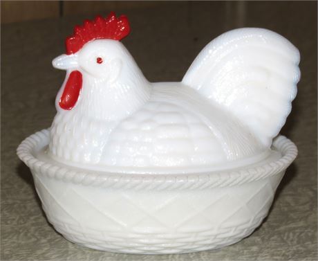 Westmoreland Milk Glass Hen On Nest