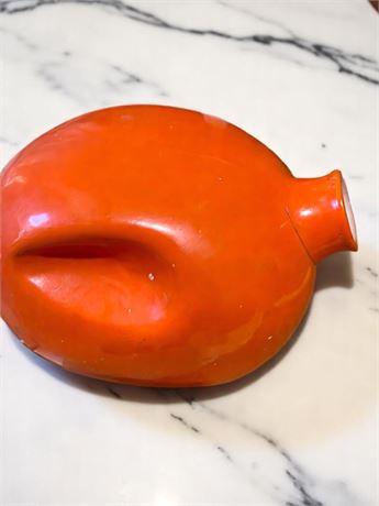 Vintage Orange/Red Sideways Motorcycle Gas Tank Glass Jug/Balloon Vase