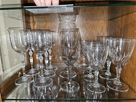 Vintage Clear Glass Long Stem Wine Glasses