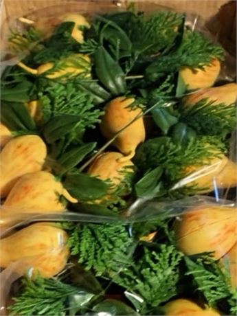 Decorative Artificial Yellow Pear Fruit Bundles (6 Boxes Total)