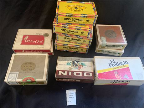 Cigar Box Lot of 11 - White Owl, King Edward, Odin, Bering Tampa & More Vintage