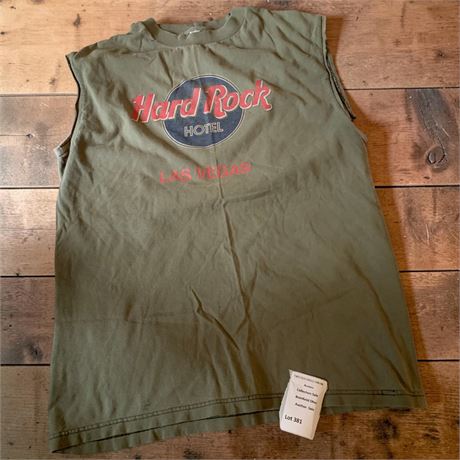 Vintage Hard Rock Hotel Las Vegas Olive Green Cut-Off Sleeveless TShirt