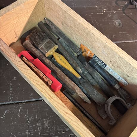 Box of Mixed Wood Chisels