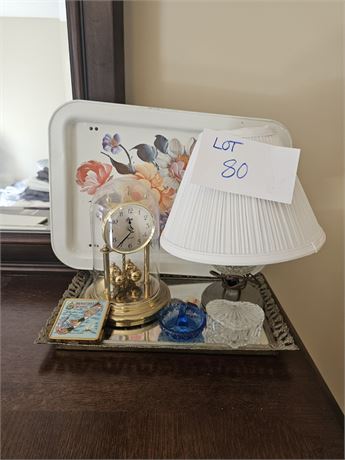 Mixed Decor Lot- Schatz Anniversary Clocks, Desk Lamp, Dresser Mirror & More