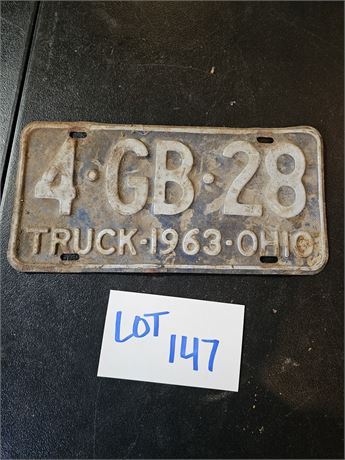 Vintage 1963 Ohio Truck License Plate