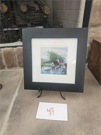 Chinese Silk Embroidery (Su?) Depicting A Traditional Waterside Village