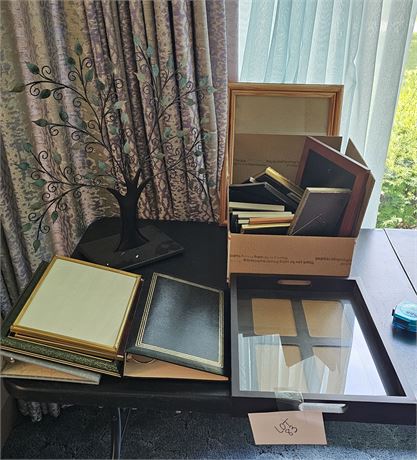 Mixed Photo Frame Lot: Frame Tree 23"H , Photo Albums & Mixed Size Frames
