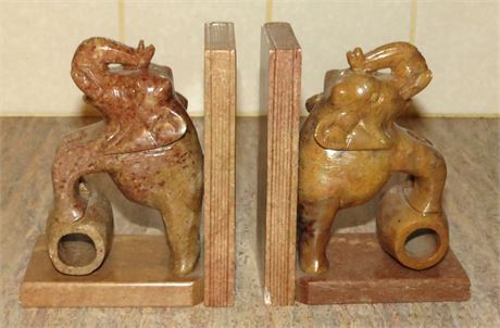 Soapstone Elephant Book Ends