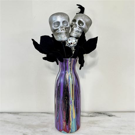 Local Artist Original Halloween Themed Drip Paint Vase Decor