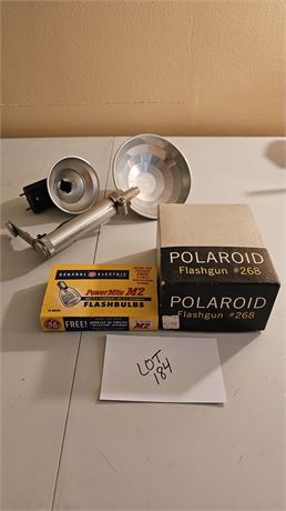 Polaroid Flashgun #268, GE Flash Bulbs & Reflector