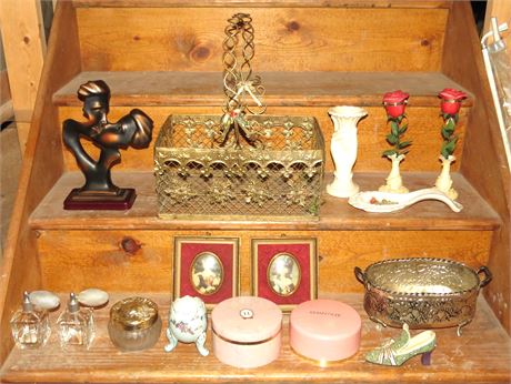 Mixed Lot: Decor, Ring Holders, Perfume Bottles