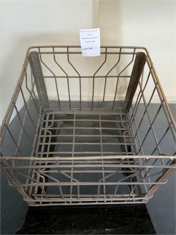 Vintage Metal Dairy Milk Crate for Glass Milk Bottles
