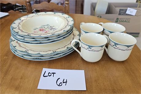 Lenox "European Garden" Collection Style "Perineal Garden" Soup Bowls, Plates