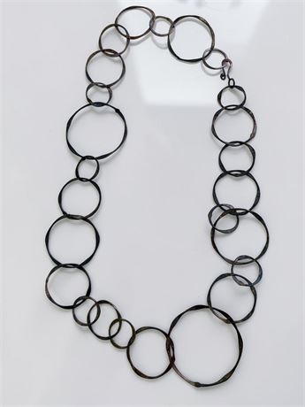 1986 18" Sterling Silver Interlocked Linked Circle Necklace