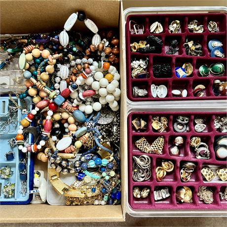 Costume Jewelry Lot - Necklaces and Earrings - MANY Signed!