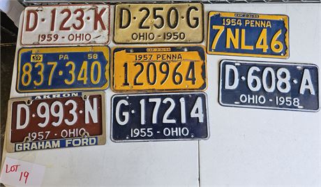1950's OHIO / PA License Plates