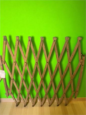 Vintage Expandable Wooden Accordion Baby or Pet Gate