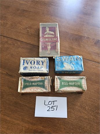 Vintage/Antique Mixed Soaps – Swan, Ivory, Fels-Naptha, Cuticura La Creme Toilet