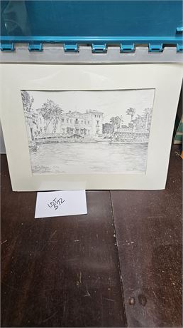 Vizcaya 1916 Black & White Print