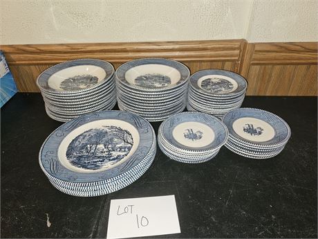 Currier & Ives Kitchenware"Early Winter" Bowls/"The Old Gristmill" Plates & More