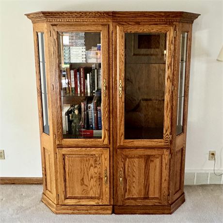 Illuminated Solid Wood China or Curio Cabinet (No Contents)