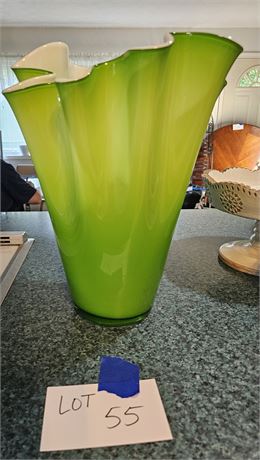 Large Green Art Glass Vase