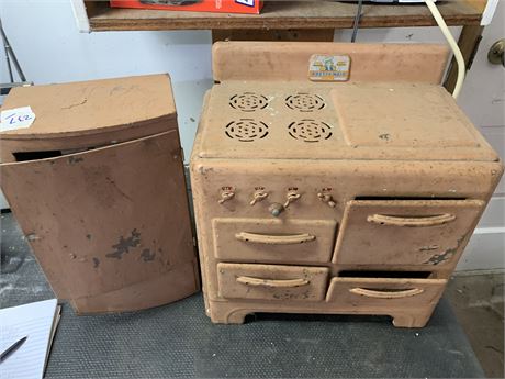 Vintage Children's Toy Stove and Fridge