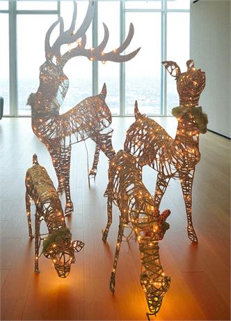 Gold Lighted Christmas Reindeer Outdoor Set of 4