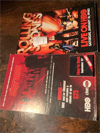 Advertising Inserts The Sopranos Season Premier & The Rolling Stones HBO Special